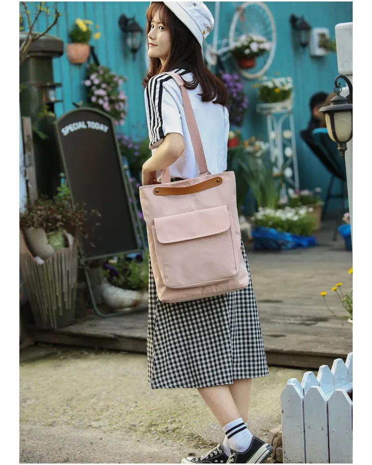MJ Cotton Backpack Women Versatile School Bag Large Casual Travel Bag for Teenage Girls (1)
