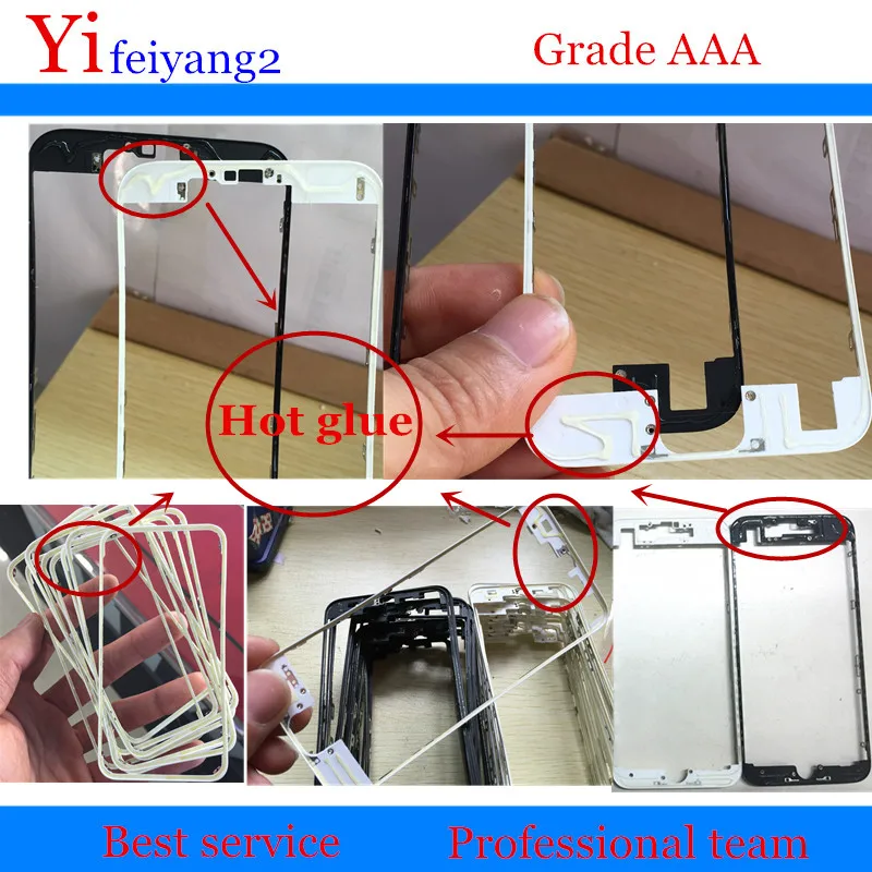 

20pcs A quality Front Bezel Chassis Frame with hot glue Replacement For iPhone 8 7 6 6s plus 5 5s 5c 6p 7p 8p LCD Middle Holder
