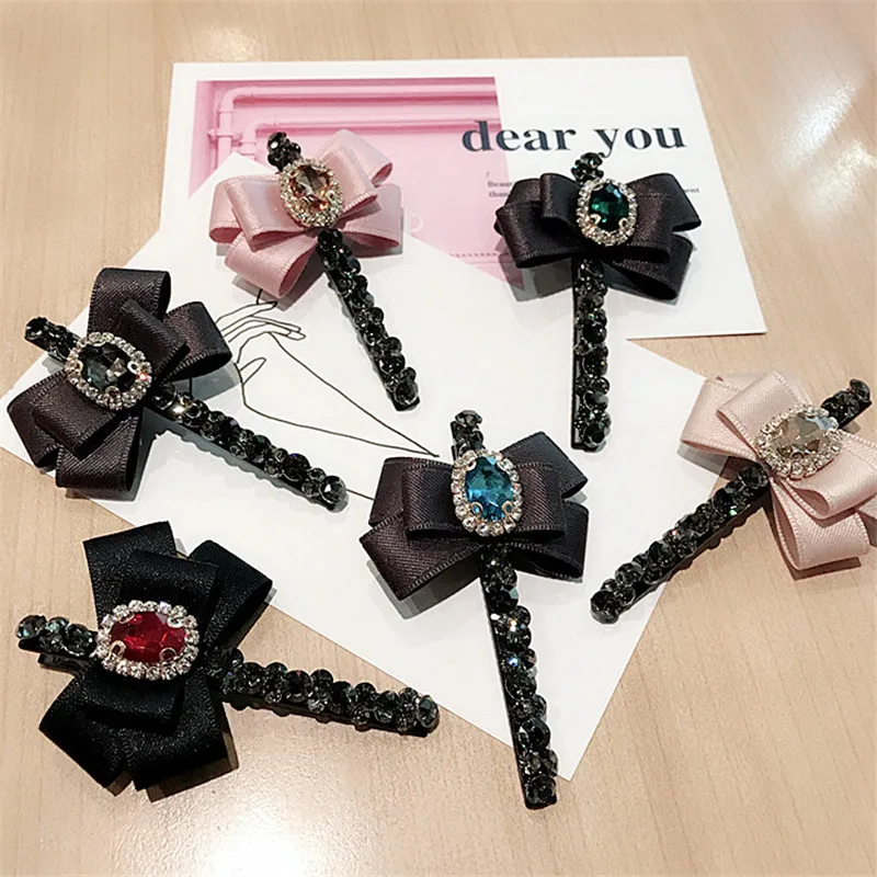 

Korea Handmade Fabric Bow know Rhinestone Adult Women Hairpins Hair clips Barrettes Head wear Apparel Accessories-YHAWHRP051C5