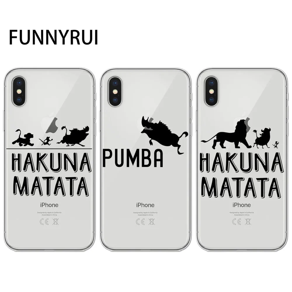 FUNNYRUI для iPhone 6S 5S SE 8 Plus X 7 XS Max Мягкий ТПУ силиконовый чехол Fundas Coque Король Лев Pumba Hakuna