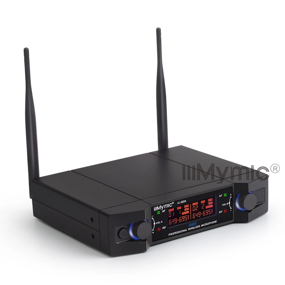 iiiMymic IU 302A UHF 600 700MHz Pro Dual Channel Wireless Microphone 2 Bodypack+2 Lapel&2 Headset Mic System for DJ Karaoke|Микрофоны| |