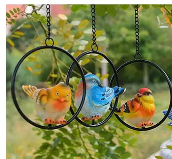

SET Hanging pieces of iron birds resin bonsai horticultural landscape sculpture model setting statue home decoration