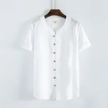 Новые мужские льняные рубашки с короткими рукавами блузка с v-образным вырезом Топы брендовая одежда Повседневная рубашка