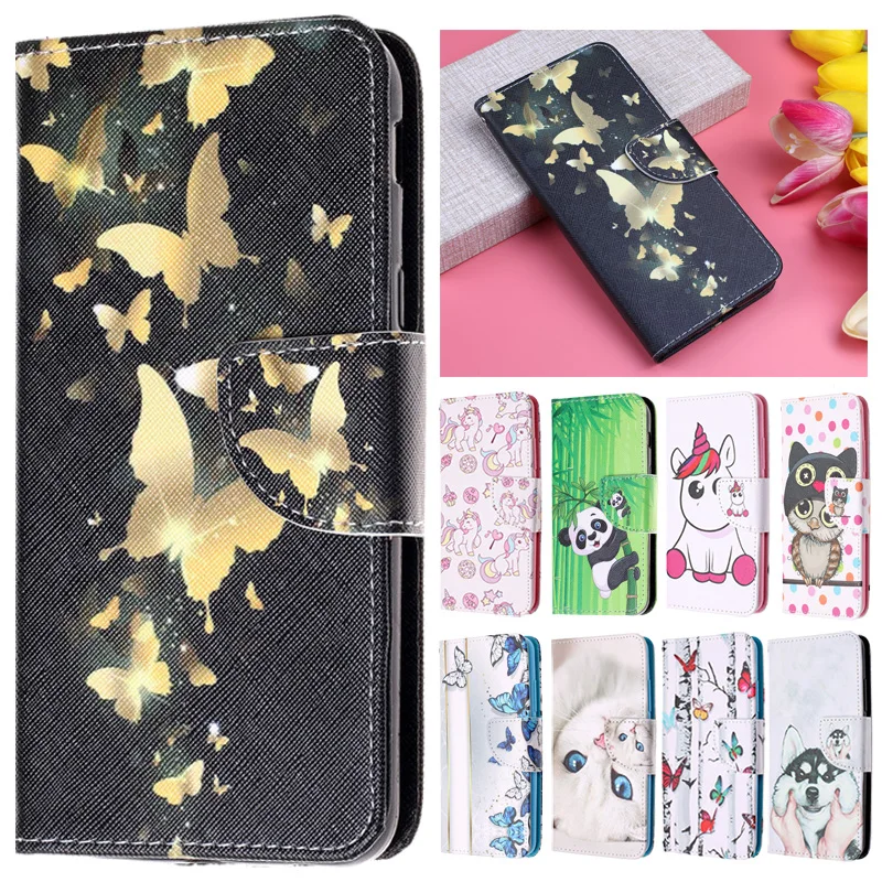 

Honor 8X Leather Case on For Funda Huawei Honor 8X Case for Huawei Honor 8A 8X 8C Cover Fashion Unicorn Flip Wallet Phone Cases
