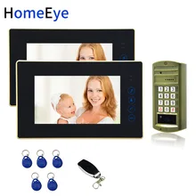 7'' Video Door Phone Video Intercom Door Bell Password+ID Card Home Access Control System 1200TVL Waterproof Touch Button 1 to 2 metal password finger print door access control system