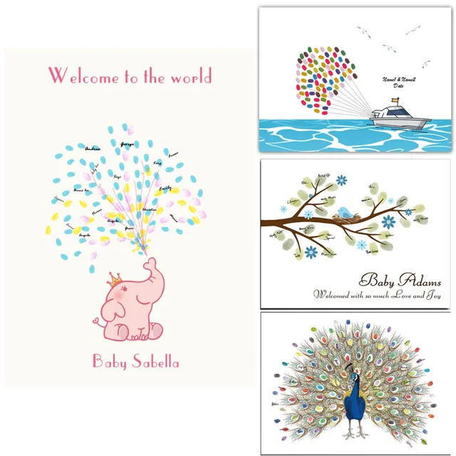 fingerprints tree guest signing book canvas signature guestbook guest signing book for wedding