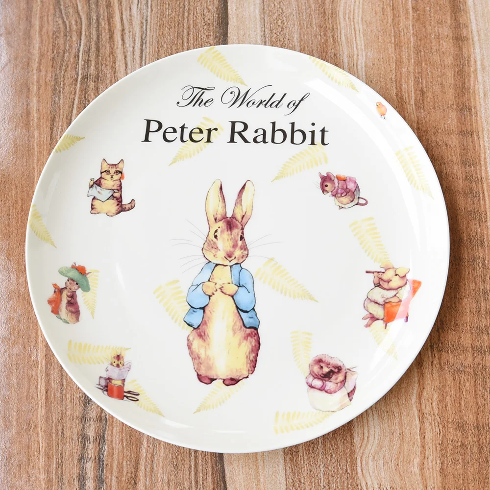 Western Creative Time Rabbit Flat Plate Fruit Plate Home Essential New Bone China Ceramic Tableware Lovely