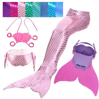 

4PCS/Set Baby Girl Girls Tails for Children Swimmable Mermaid Tail Costume Kids Swimming Mermaid Tail with Monofin Flipper