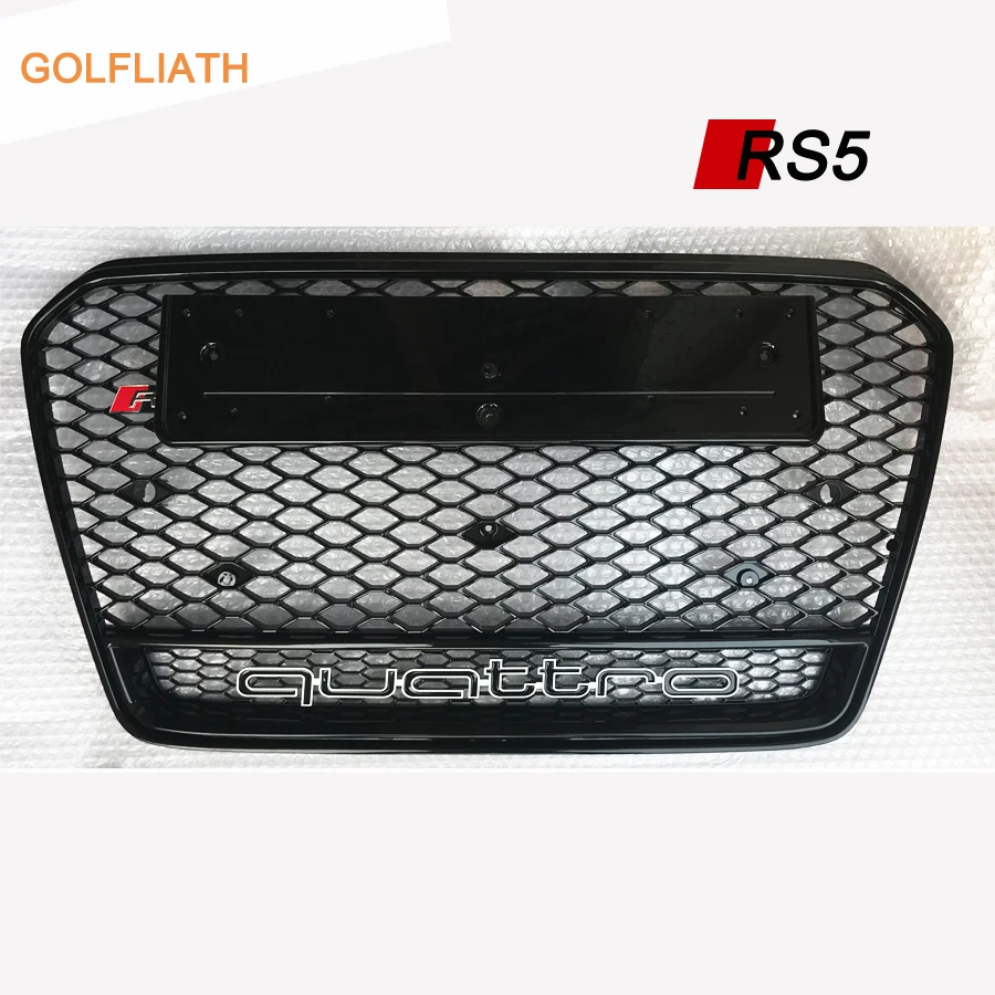 

RS5 Styling Auto ABS black painted Front Bumper Racing Grill Grille with quattro for Audi A5 & S5 & RS5 2013-2016