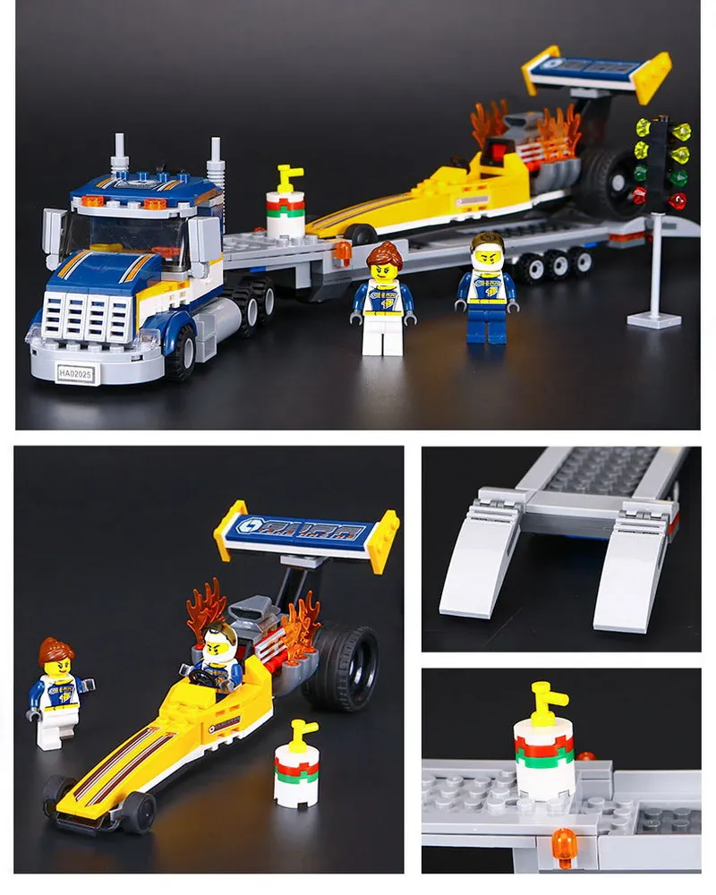 

02025 LEPIN City Great Vehicles Dragster Transporter Model Building Blocks Enlighten Figure Toys For Children Compatible Legoe