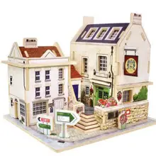 Новое поступление 3D пазлы деревянные дома англии бар строительство развивающие игрушки рождество малыша новогодний подарок