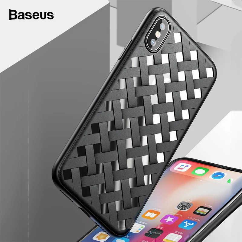 

Baseus Phone Case For iPhone X 10 Grid Weave Hollow Cover Case For Apple iPhone X Transparent Soft Shockproof Clear Cover Fundas