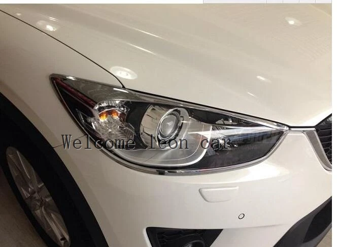 Подходит для MAZDA CX-5 CX5 2013 Хром Передняя фара Крышка лампы отделка передних фар век 2 шт аксессуары