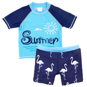 

KAVKAS Boys Swimming Suits New 2019 Beachwear Swimsuit For Kids Boys Swim Shirts Pants Boys Swimsuit