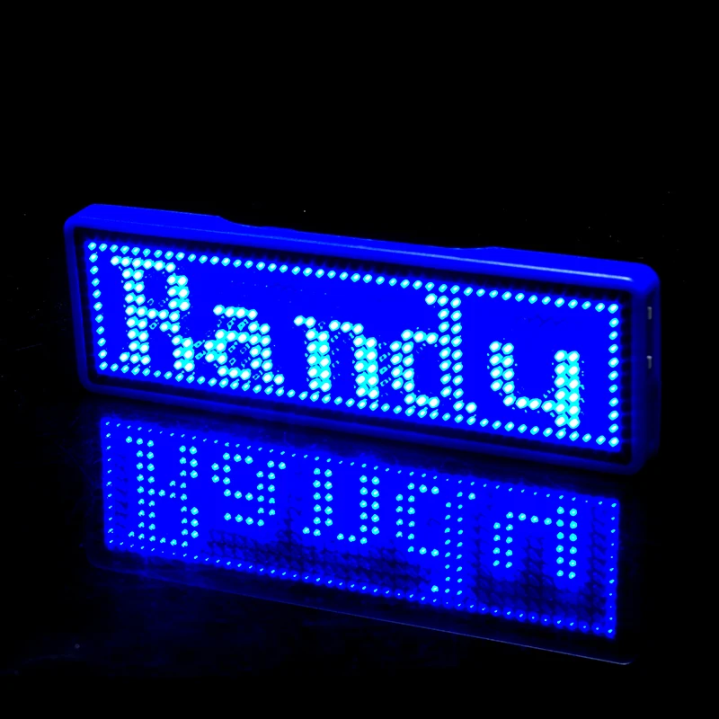 1pc LED Name Badge Reuseable Name Tag Rechargeable LED Business Card Screen with 44x11 Pixels USB Programming Digital (6)