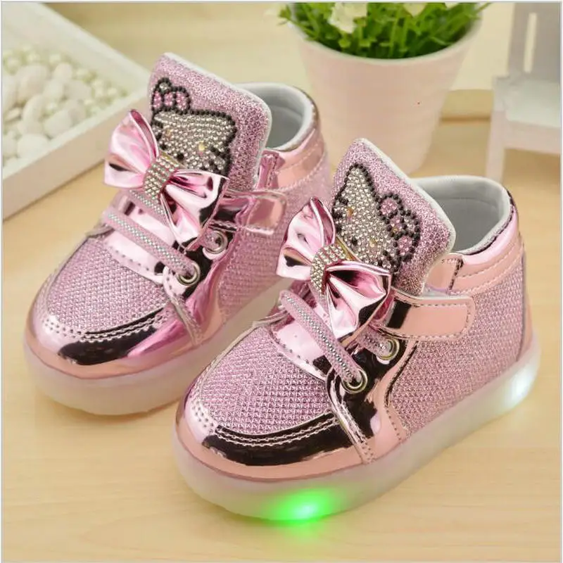 

2016 New Autumn Children shoes Brand Hook Loop LED Shoes Lighted Kids Sneakers Children Led Sneakers Boys Girls Boots EU 21-30