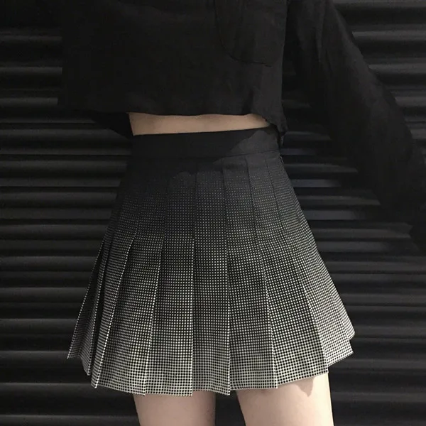 LMCAVASUN/новые винтажные клетчатые короткие юбки с высокой талией в стиле Харадзюку мини-плиссированная юбка в стиле преппи градиентные юбки