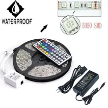 5M SMD RGB 5050 IP65 Waterproof LED Strip light Set 300 44 Key Remote 12V Supply Power EU US plug FREE Shipping
