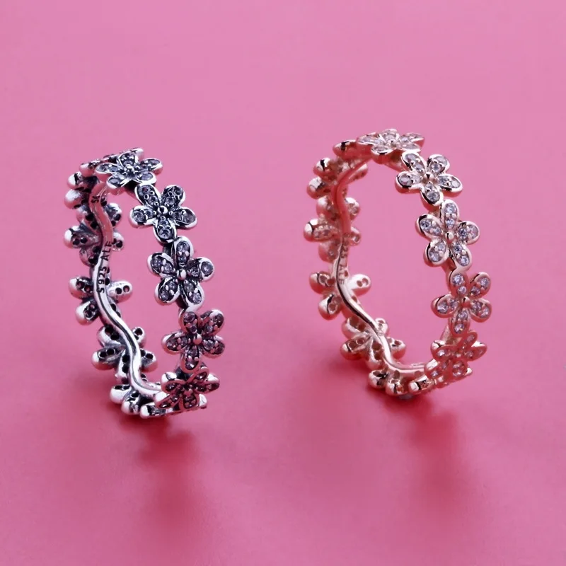 Модное Настоящее 925 пробы Серебряное милое ослепительное кольцо с ромашками для женщин, кольца для свадьбы, помолвки, дропшиппинг