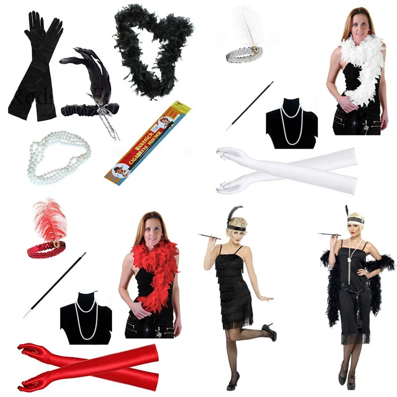 

Halloween Party Cigarette Holder 5 Pcs Set Fancy Ball Girl Dress Up Accessories Costume Accessories Set 1920s Flapper Girl Dress
