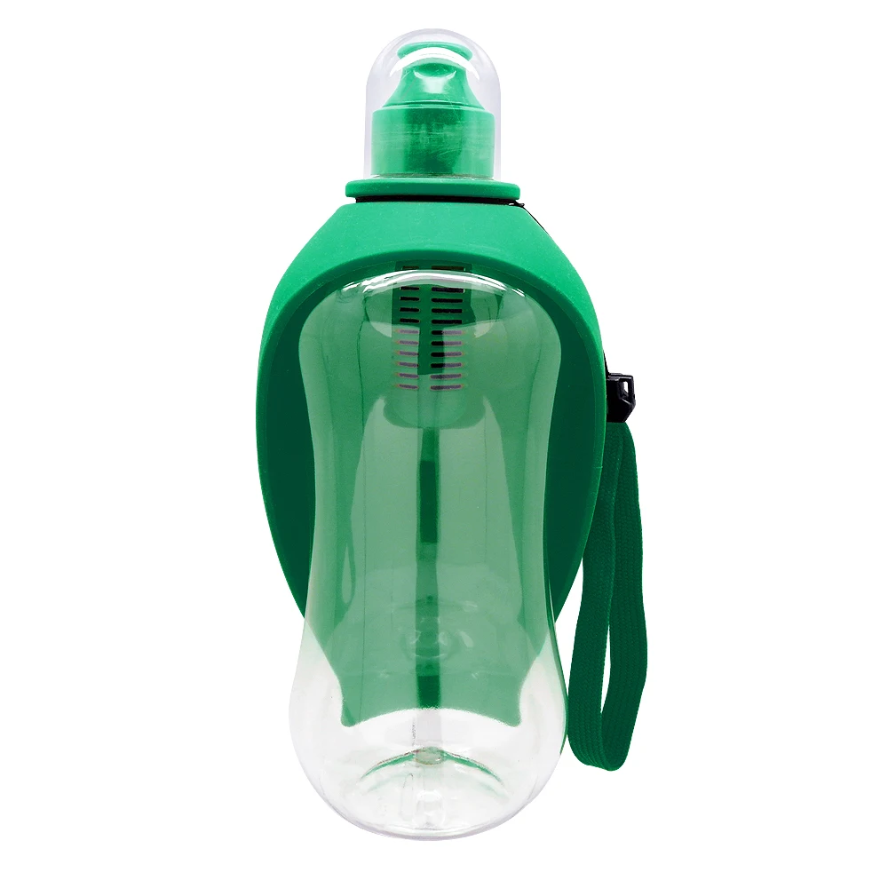 Портативная бутылка для воды для собак, мягкая силиконовая оболочка, бутылка для собак для путешествий на открытом воздухе, 550 мл, диспенсер для воды для собак, чашка для питья кошек - Цвет: Зеленый