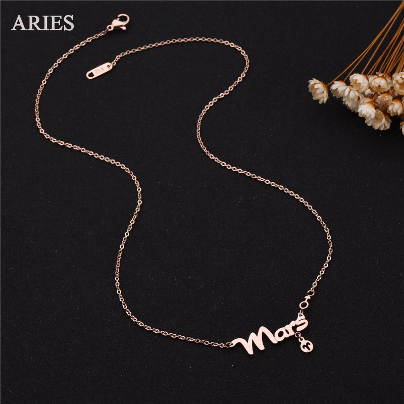 

Top Quality Fashion Aries Zodiac Signs Stainless Steel Maxi Necklace Constellation Necklace Statement Necklace For Birthday Gfit