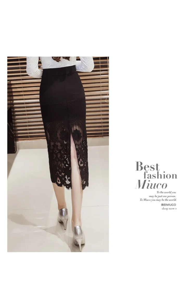 S-5XL, Женская юбка-карандаш размера плюс, новая модная длинная юбка до середины икры, кружевная юбка в стиле пэтчворк, элегантная юбка с разрезом сзади, тянущаяся ткань