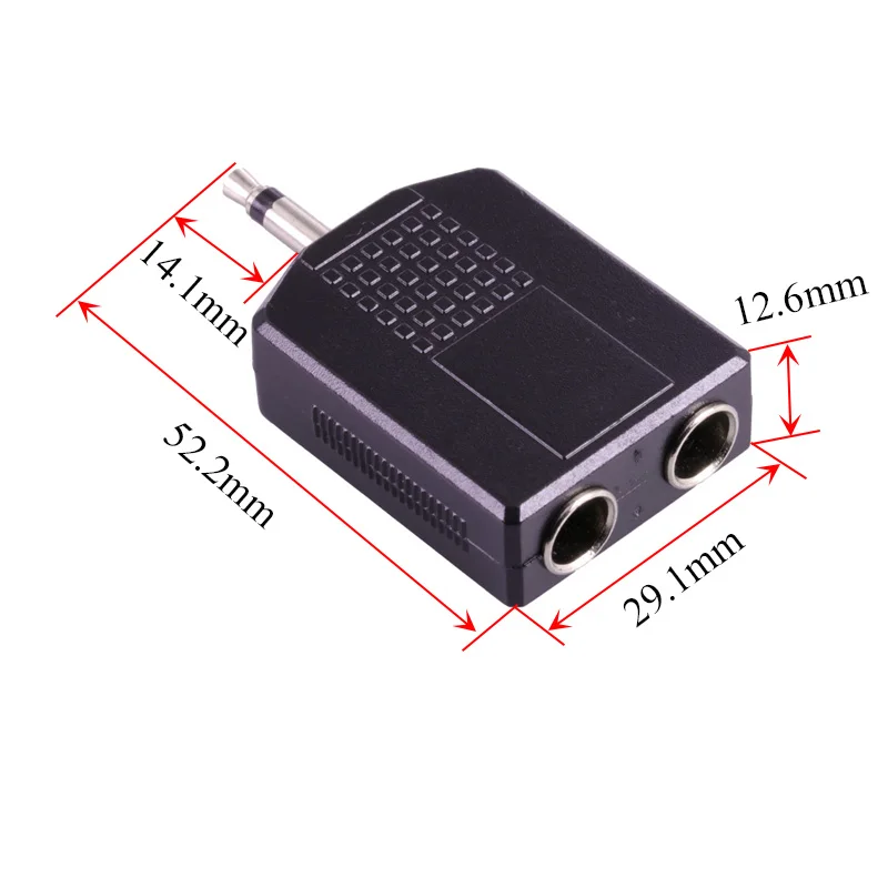 2-way Audio Headphone Splitter Male 3.5mm to Female 6.35mm jack