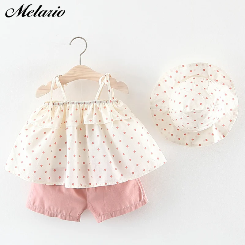 Melario Baby Girls Clothing 2020 Baby Girl Clothes Set Outfit Baby Boho Style Summer Beach Outfit Clothe Tops + Pants + Hat