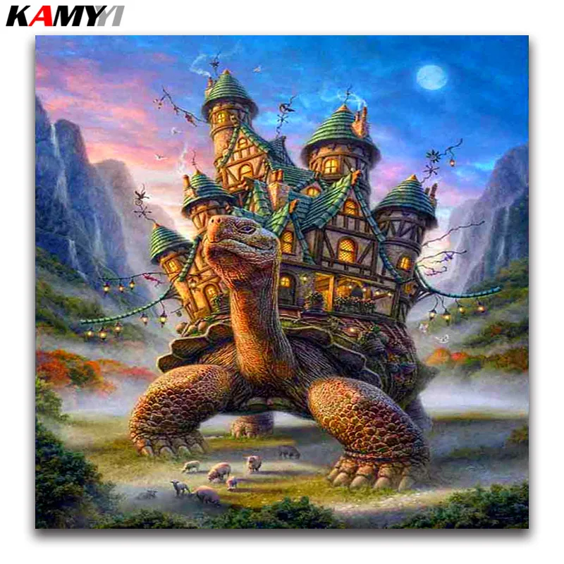 

Full square Diamond painting Cross stitch Cartoon house full round Diamond mosaic turtle DIY Diamond embroidery animal landscape