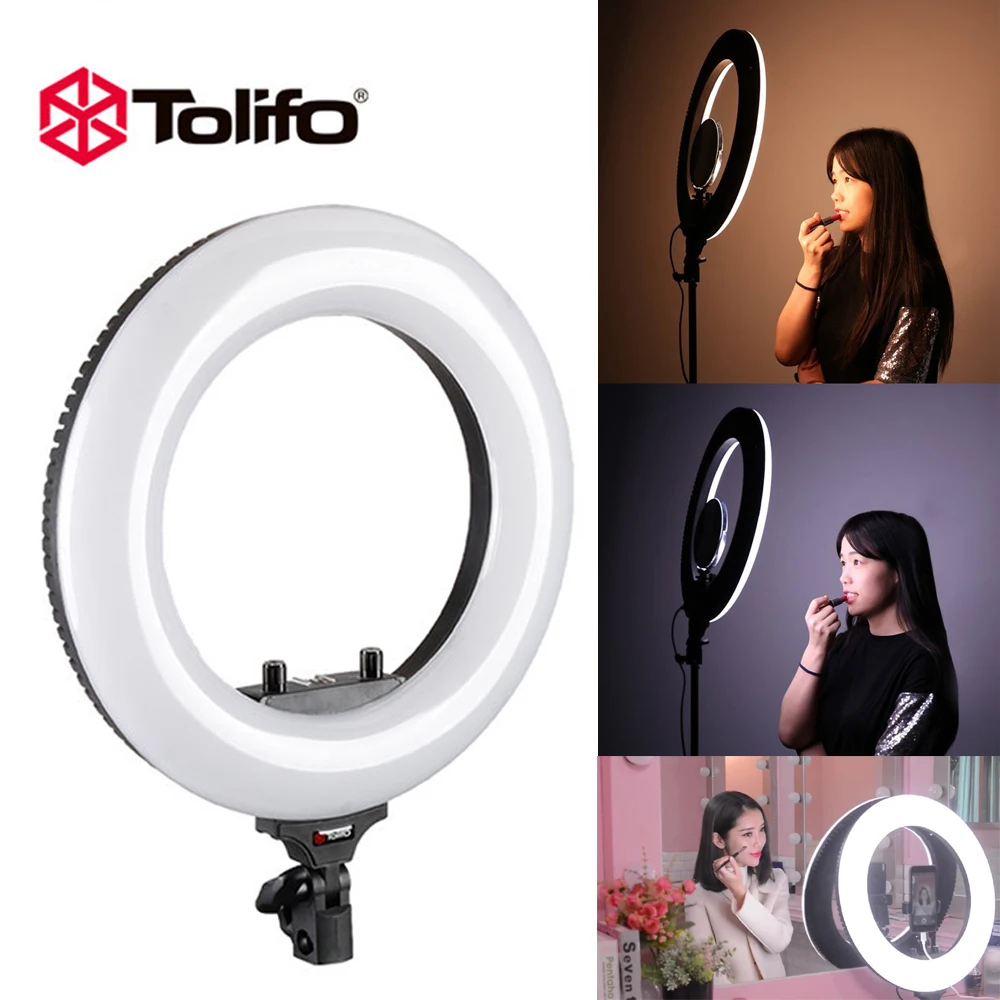 Tolifo 40W LED Bi-Color 3200K-5600K & Dimmable Video LED Ring Light Lamp for Camera Photo Studio Phone Video Youtube Live