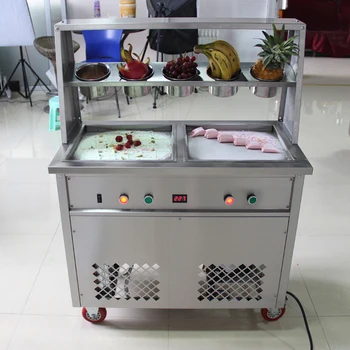 

A compressor two side pot fried ice cream machine
