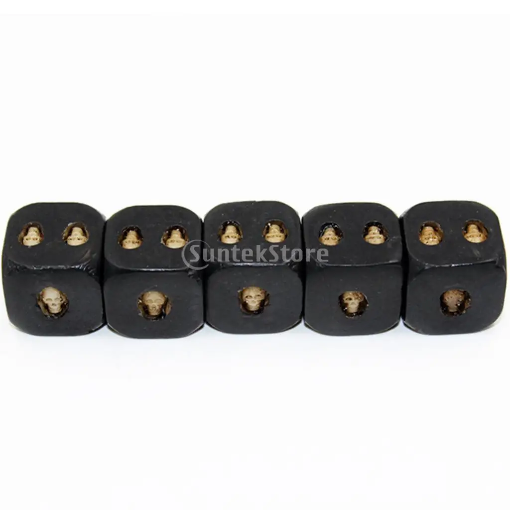 MagiDeal Dice with 3D Skull Death Black Skull Dice D6 Novelty Black Resin Skull Dice (6pcs)