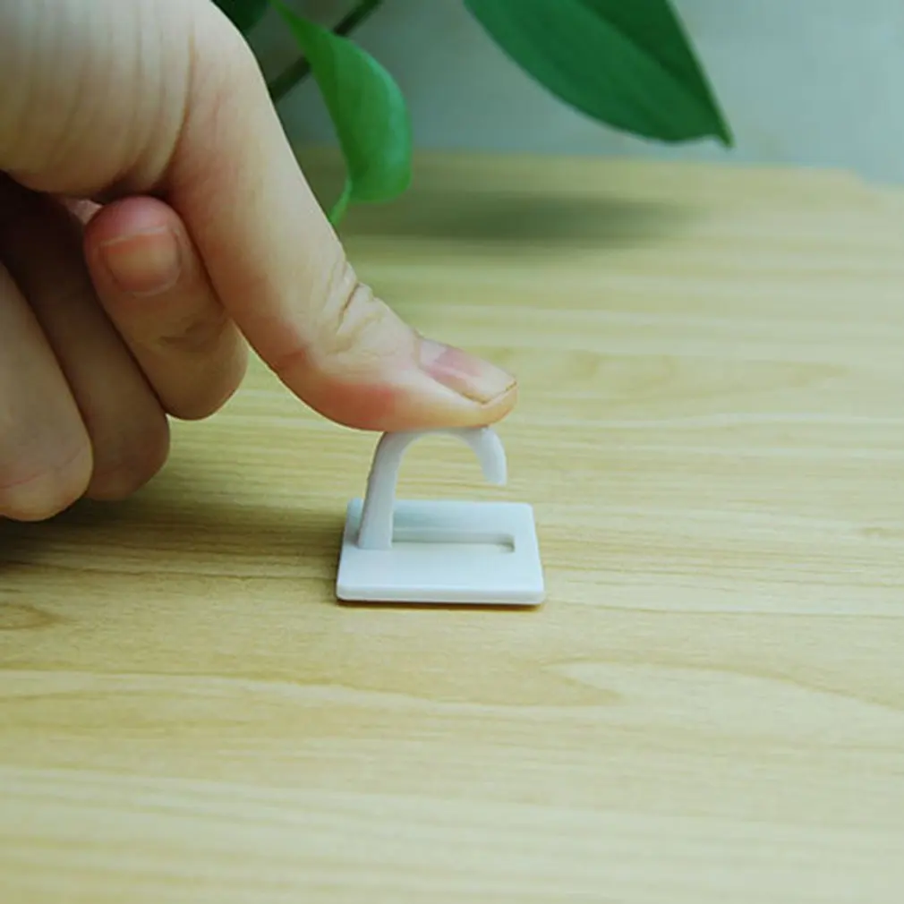 New White Self Adhesive Plastic Square Hook Small Wall Mount Hanger