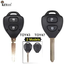 KEYECU 1x/2x para Toyota Corolla Yaris Avensis Avalon Rav4 Substituição Shell Chave Do Carro Remoto Caso Fob 2 Botão TOY43/TOY47 Lâmina
