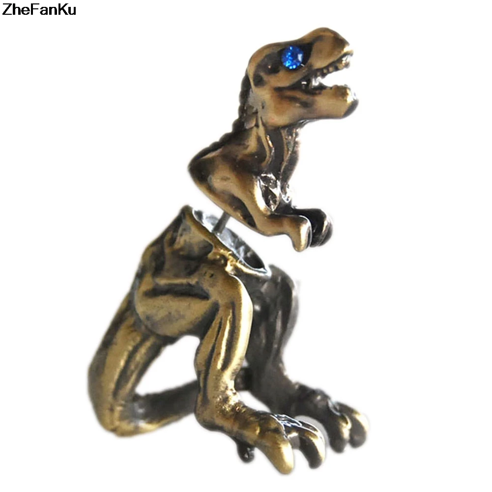 

1 piece Women Men Outstanding Tyrannosaurus Rex Unilateral Earring 3D Animals Bone Piercing Earrings Design Clips on Ear