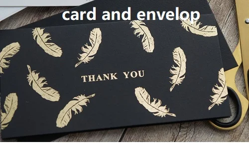 12set black white Gold Theme feather star thank you Card Wedding Birthday Valentine Party Invitation with Envelope Gift Message - Цвет: card and envelop