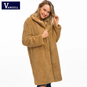 

Vangull Long Fur Coat Women Winter Fluffy Fur Coats Jacket Elegant Oversize Long Jackets 2018 New Fashion Autumn Female Outwear