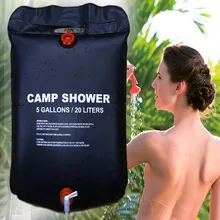 20L Water Bag Foldable Solar Energy Heated Camp PVC Shower Bag Outdoor Camping Travel Hiking Climbing BBQ Picnic Water Storage