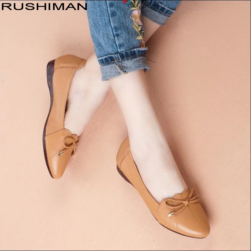 

Spring comfortable Genuine Leather flat shoes Oxford bottom Casual Work Loafers Ballet Flats mother shoes