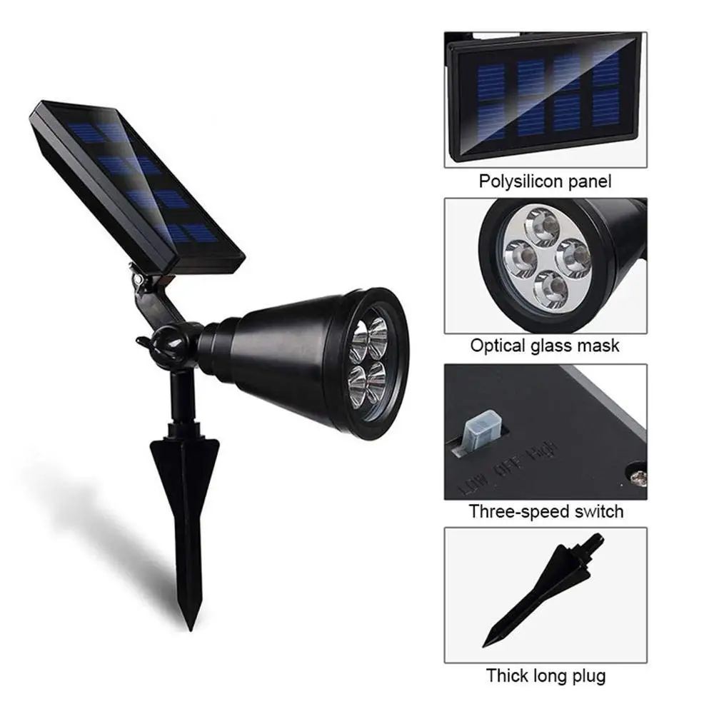 Goedkoop Nieuwe upgrade Solar Tuin Spotlight, Grond Landschap Lichten Verstelbare Waterdichte Outdoor Veiligheid Light Auto On Off voor Backy