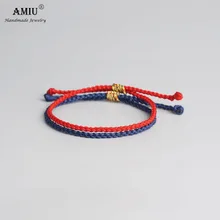 AMIU Тибетские буддийские счастливые тибетские браслеты и браслеты для женщин и мужчин ручной работы узлы зеленая веревка амулет Подарочный браслет