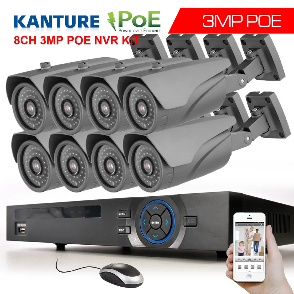  KANTURE CCTV 8ch 4mp 3mp Network Security IP Camera 8channel 3mp NVR System 8CH 1080P POE NVR Kit video surveillance system  