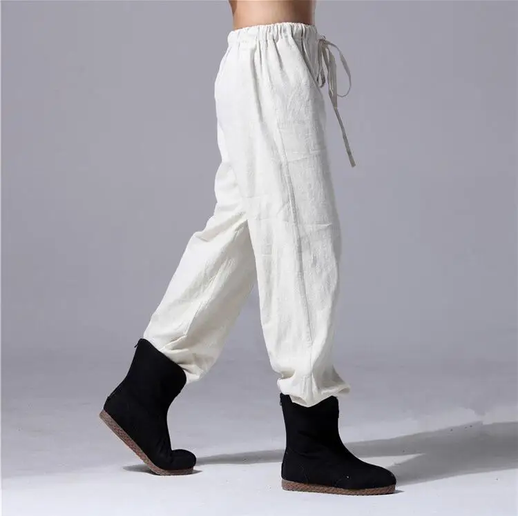 Весенние и летние мужские хлопковые льняные брюки повседневные эластичные брюки свободные льняные брюки большого размера Harem 6XL шаровары