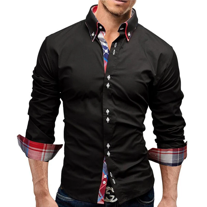 

New Business Men Shirt Men's Slim Fit Dress Shirt Male Long Sleeves Casual Shirt for Men Plus Size