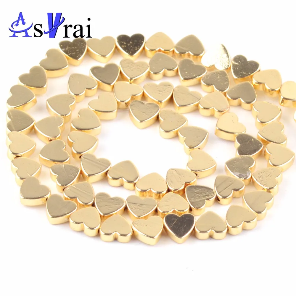 

A+ Love Shaper Gold Plateds Hematite Natural Stone Beads for Jewelry Making 6/8mm Heart Charms Beads Diy Women Bracelet Necklace