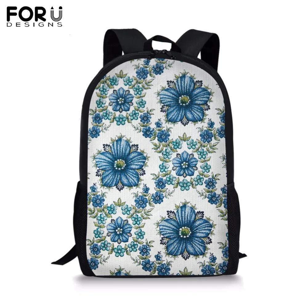 

FORUDESIGNS Customize Picture Backpack for Teenager Girls Boy 16 inch Flower School Bag Children's BookBag Student Mochila 2019