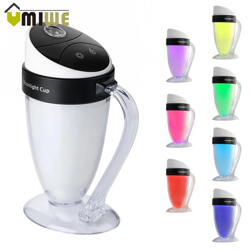 

USB Humidifier Moonlight Cup Humidifier LED Atmosphere Night Light Mini Air Purifier Essential Oil Diffuser for Home Car Office