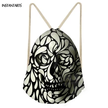 INSTANTARTS панк Рок 3D череп печатающая головка мужские мешки с кулиской хранения баскетбольные Рюкзаки Дорожные пляжные сумки для подростков мальчиков