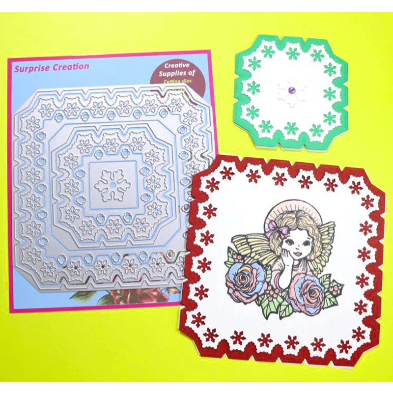 

Surprise Creation Cutting dies 7-Piece Square frame Scrapbook DIY Craft Metal dies Stencil